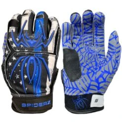 2022 Spiderz HYBRID Batting Gloves: Blue Line