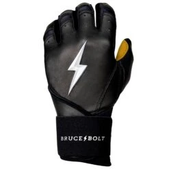 Bruce Bolt PREMIUM PRO Long Cuff Batting Gloves: Black -Baseball Gear Shop LC BLKG LEFT