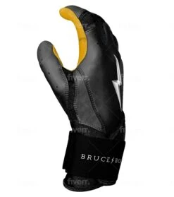 Bruce Bolt PREMIUM PRO Long Cuff Batting Gloves: Black -Baseball Gear Shop LC BLKG SIDE