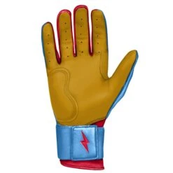 Bruce Bolt PREMIUM PRO BADER Series Long Cuff Batting Gloves: Baby Blue -Baseball Gear Shop LC HBB PALM