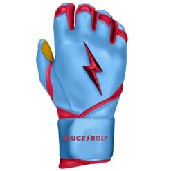 Bruce Bolt PREMIUM PRO BADER Series Long Cuff Batting Gloves: Baby Blue -Baseball Gear Shop LC HBB RIGHT