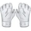 Bruce Bolt PREMIUM PRO Chrome Series Short Cuff Batting Gloves: White -Baseball Gear Shop SC CHRW HERO