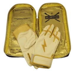 Bruce Bolt PREMIUM PRO Gold Series Batting Gloves: Short Cuff -Baseball Gear Shop SC GLD BAG2