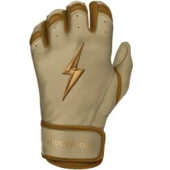 Bruce Bolt PREMIUM PRO Gold Series Batting Gloves: Short Cuff -Baseball Gear Shop SC GLD LEFT