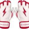 Bruce Bolt PREMIUM PRO BADER Series Short Cuff Batting Gloves: White -Baseball Gear Shop SC HBW HERO