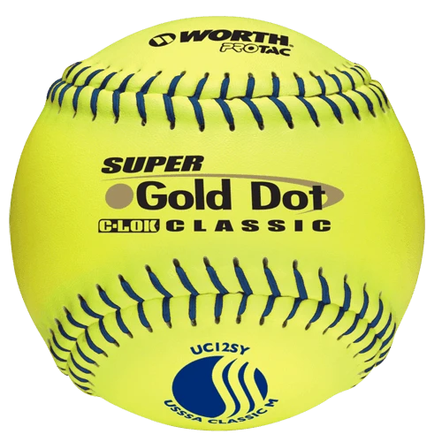 Worth 12" USSSA Super Gold Dot Classic M Softballs (Dozen): UC12SY 3 Worth 12" USSSA Super Gold Dot Classic M Softballs (Dozen): UC12SY
