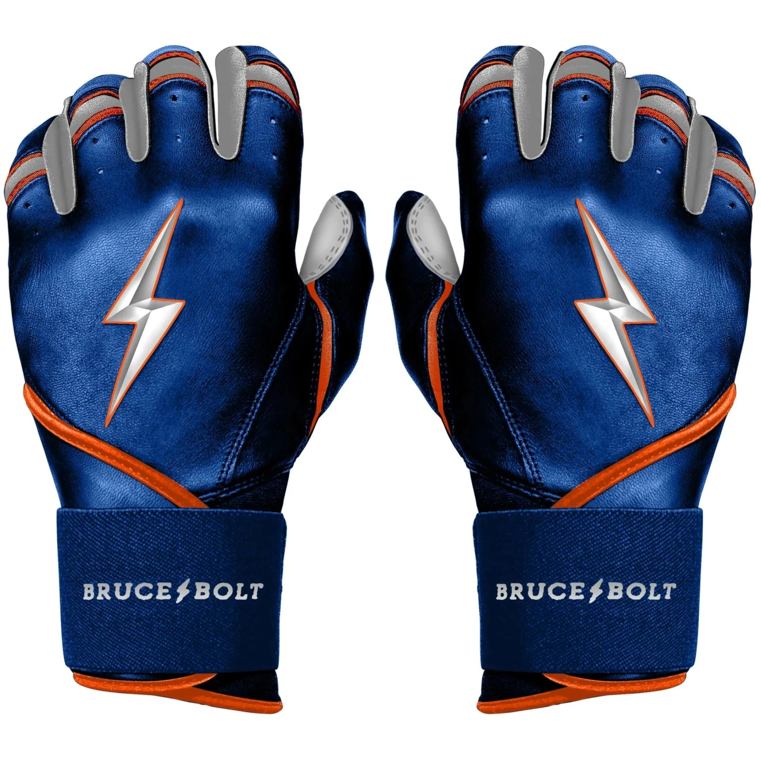 Bruce Bolt PREMIUM PRO NIMMO Long Cuff Batting Gloves: Mets Blue 3 Bruce Bolt PREMIUM PRO NIMMO Long Cuff Batting Gloves: Mets Blue